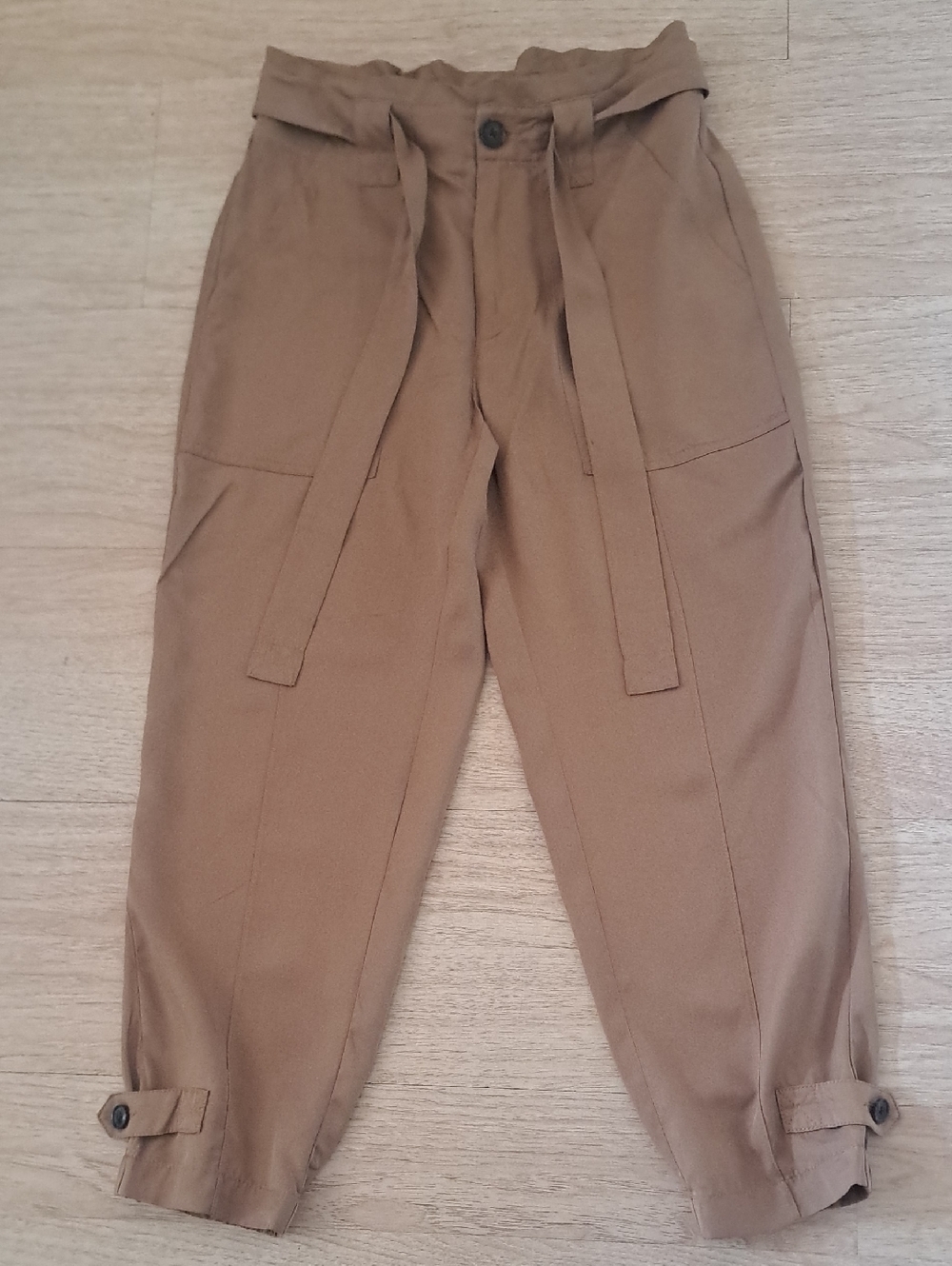 Banana Republic Tan Paperbag Waist Chinos with Tie Belt